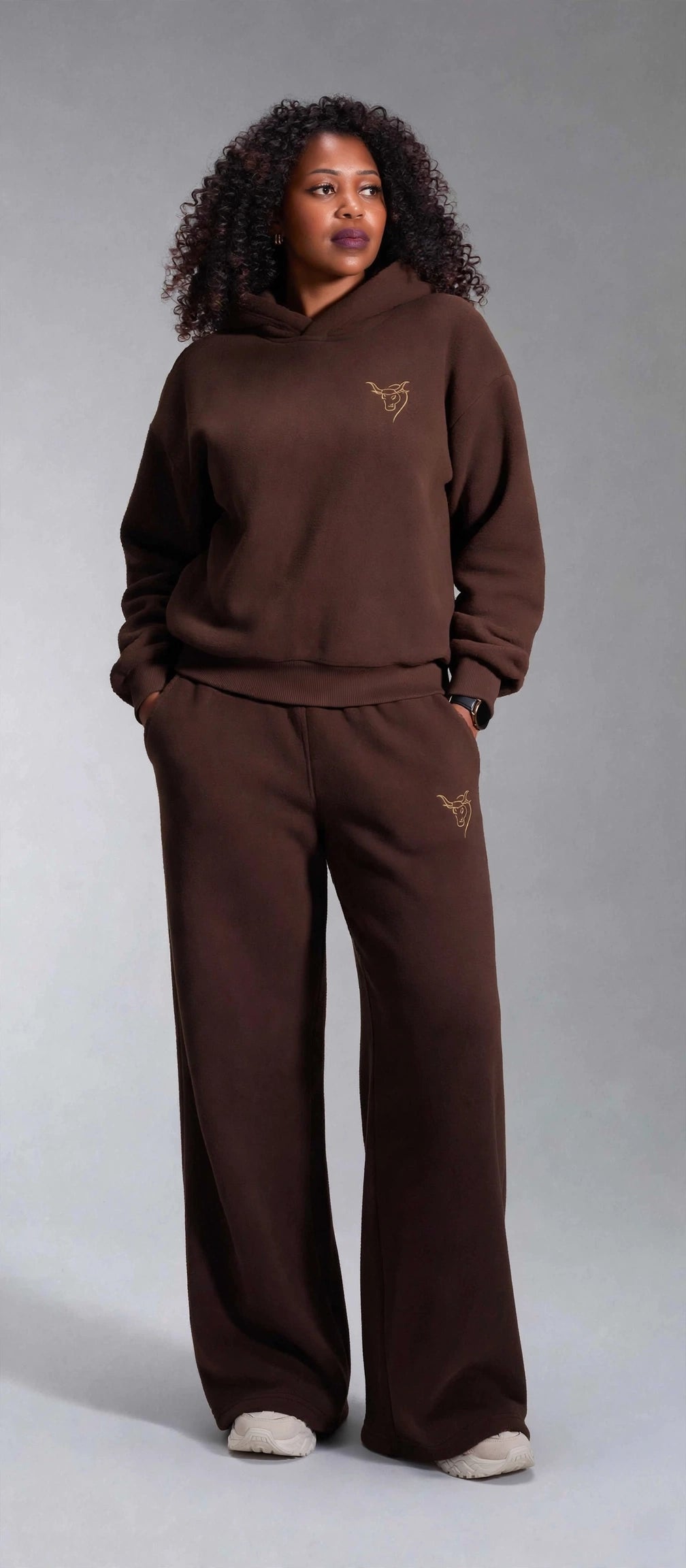 Chocolate brown Gold set sweat suit