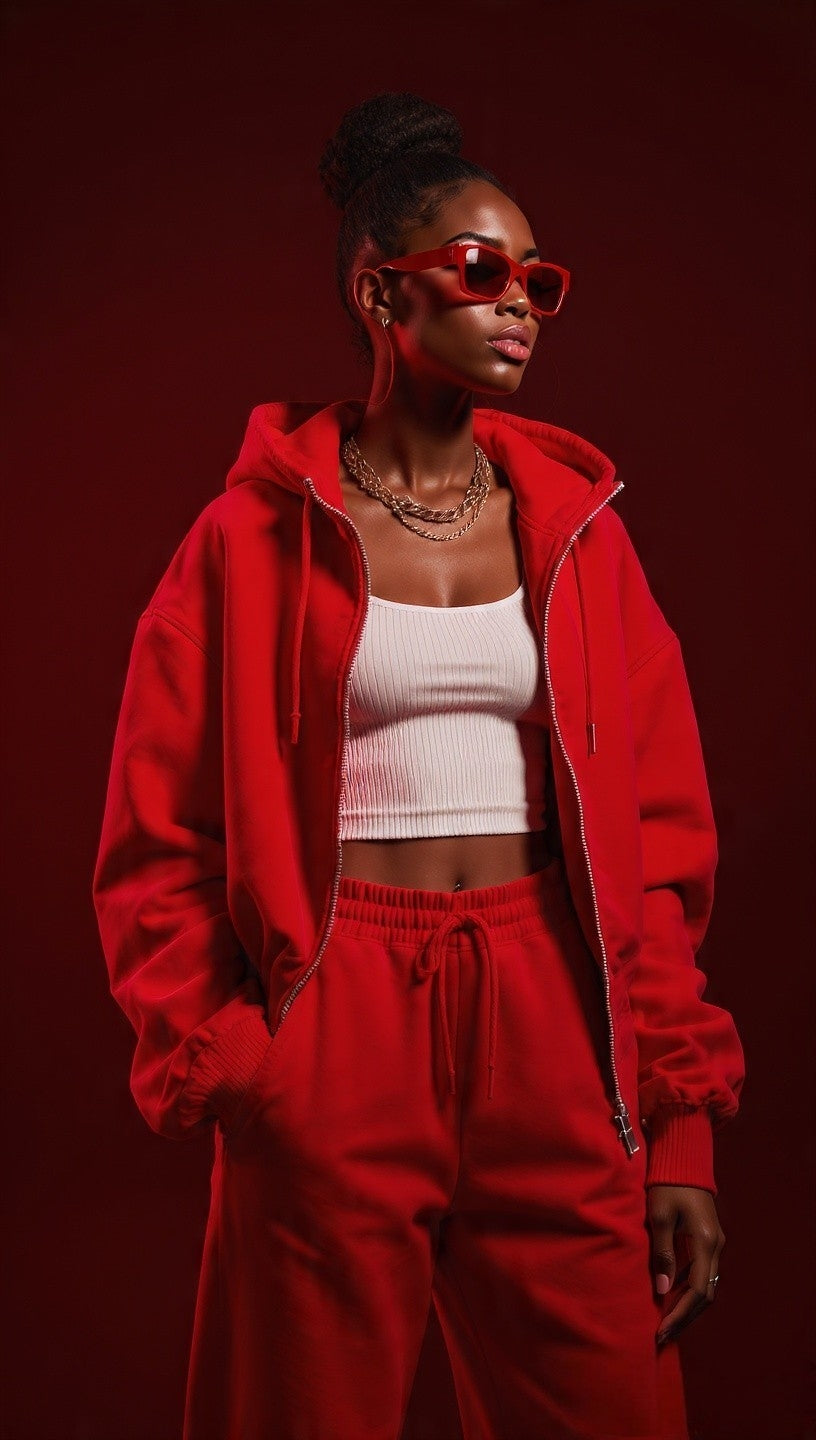 Red Women's 2-Piece Tracksuit Set