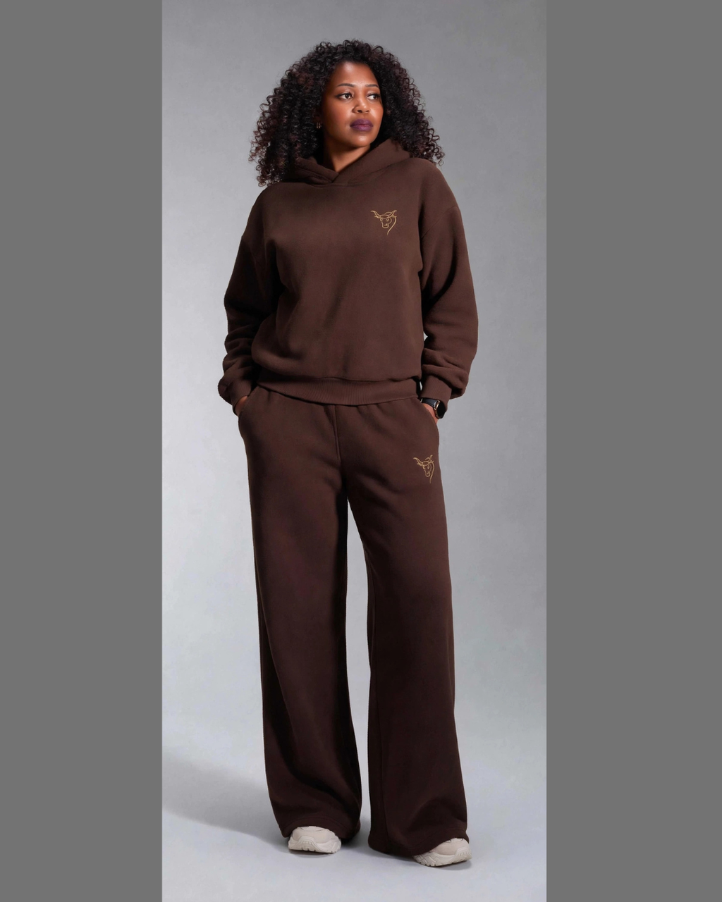 Chocolate brown Gold set sweat suit