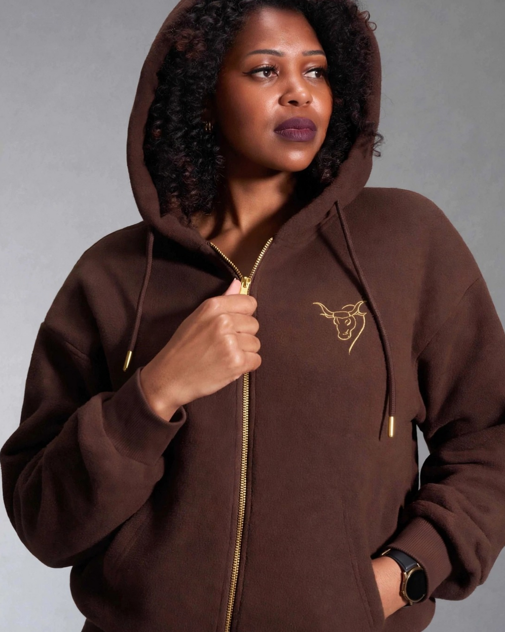 Chocolate brown Gold set sweat suit