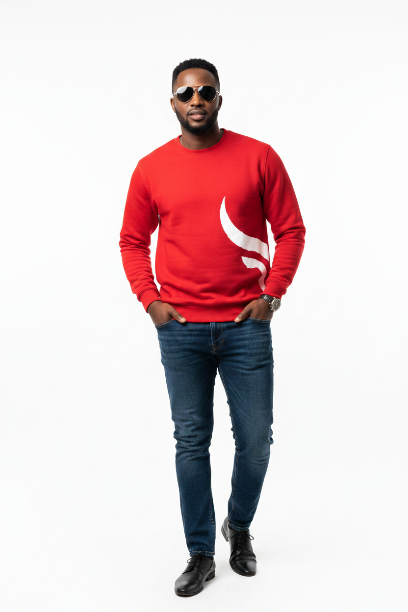 Red crew neck sweatshirt